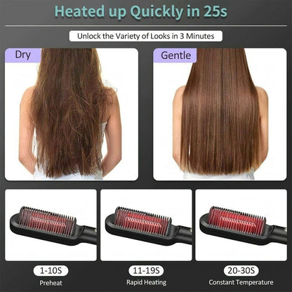 2-in-1 Hair Straightening Brush - Happily Living