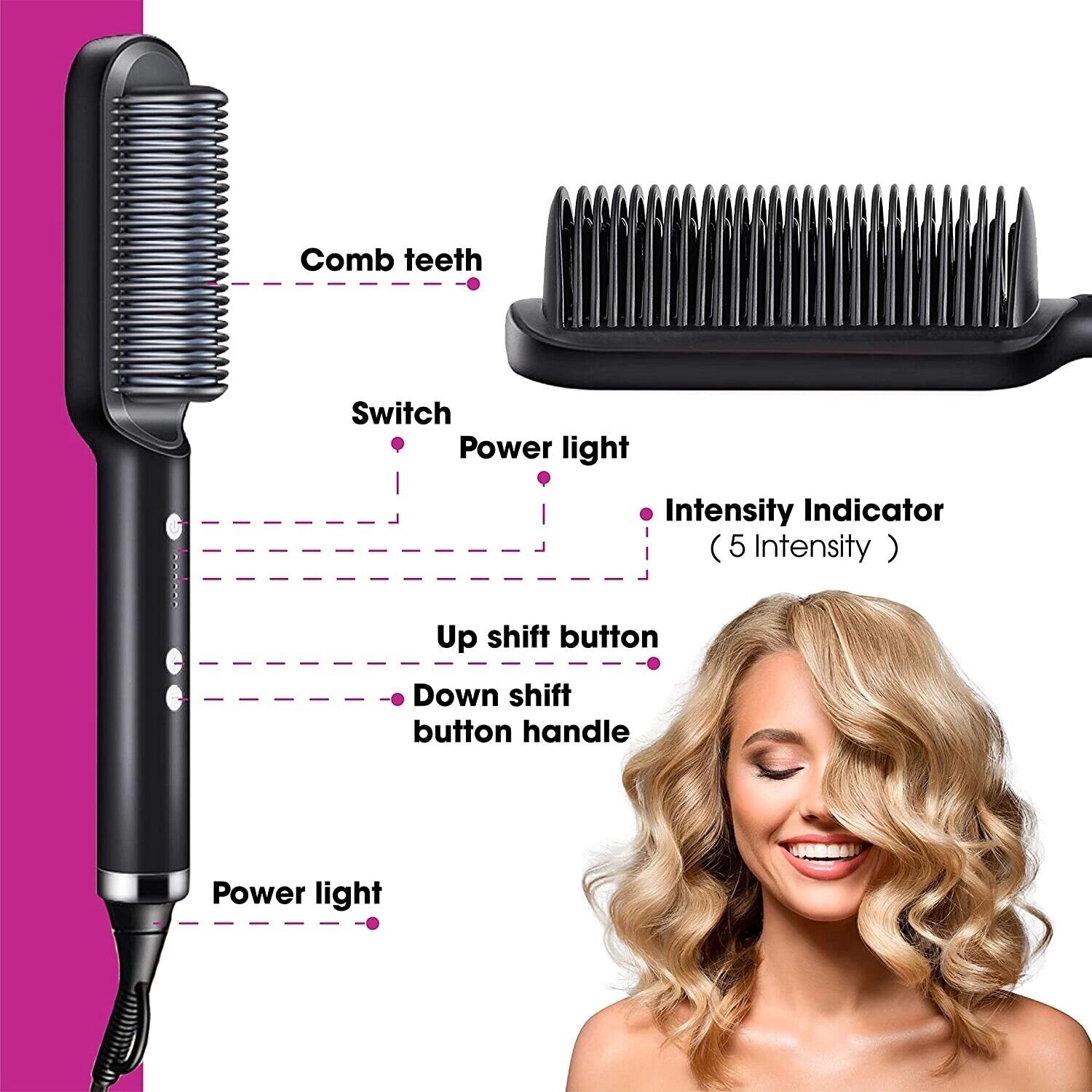 2-in-1 Hair Straightening Brush - Happily Living