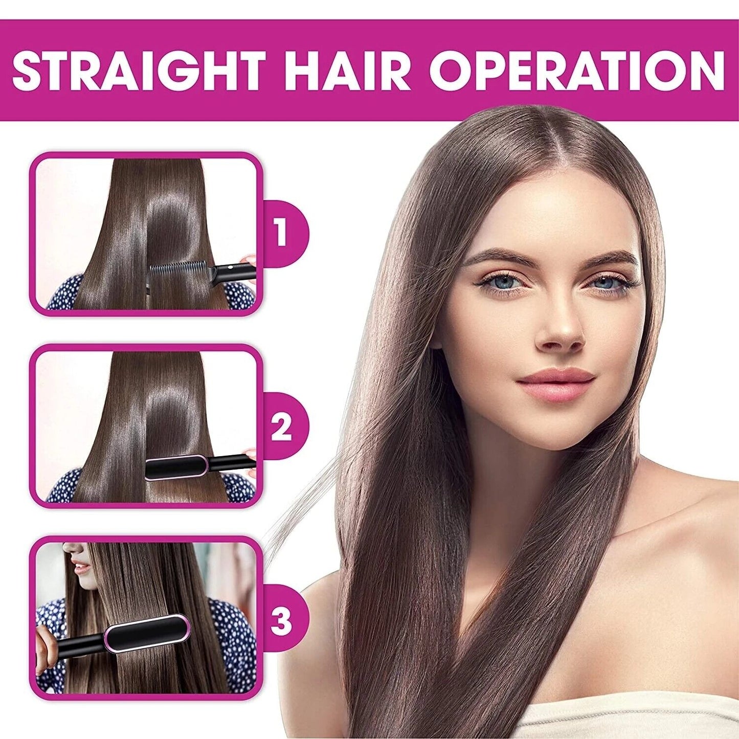 2-in-1 Hair Straightening Brush - Happily Living