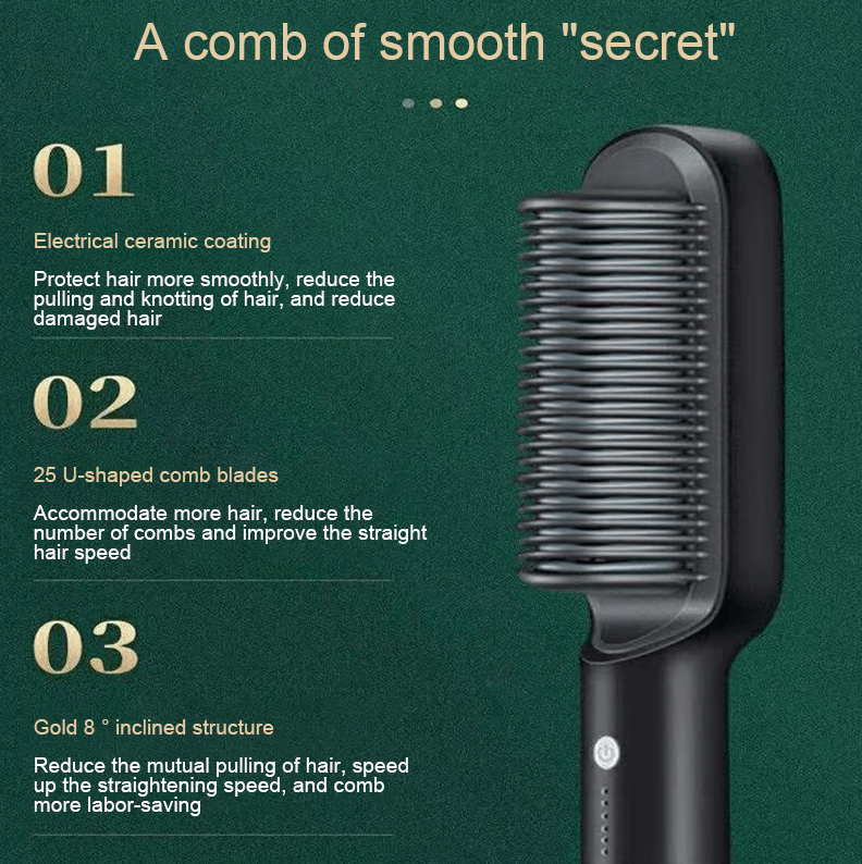 2-in-1 Hair Straightening Brush - Happily Living