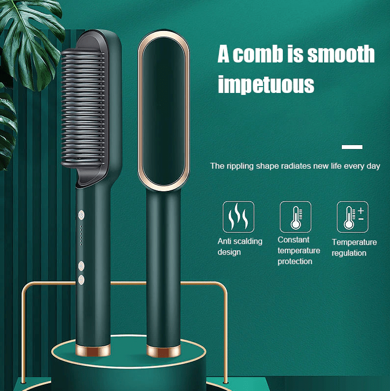 2-in-1 Hair Straightening Brush - Happily Living