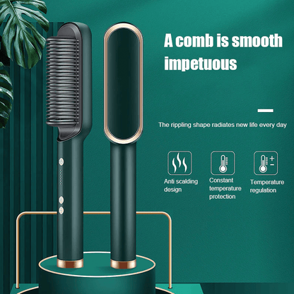 2-in-1 Hair Straightening Brush - Happily Living