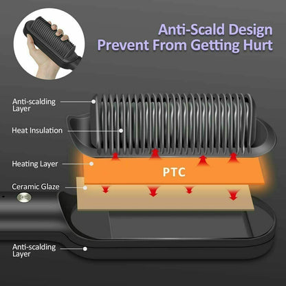 2-in-1 Hair Straightening Brush - Happily Living