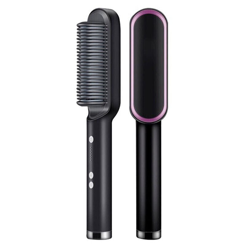2-in-1 Hair Straightening Brush - Happily Living