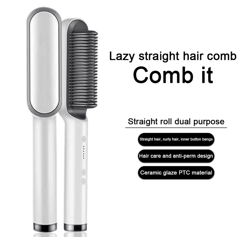 2-in-1 Hair Straightening Brush - Happily Living