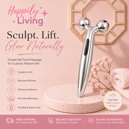 Double ball roller facial beauty Massager - Happily Living