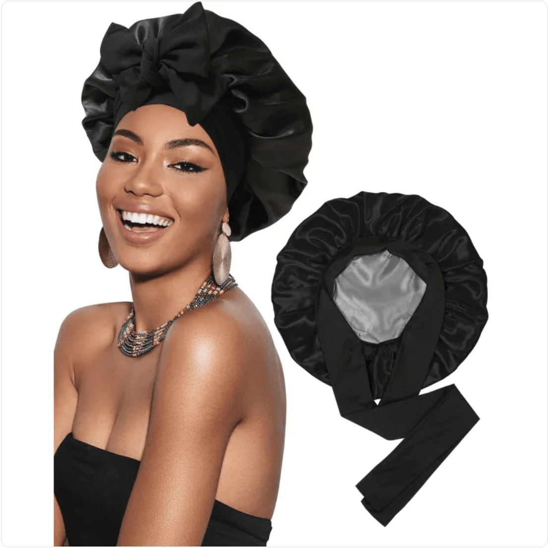 Double-Layer Bow Wide-Brimmed Hair Care Hat - Happily Living