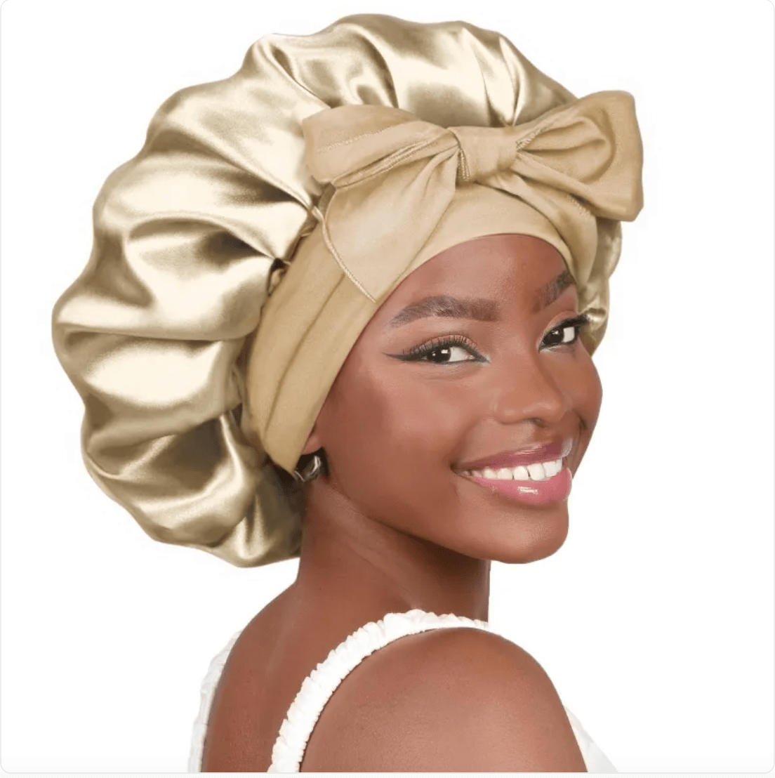 Double-Layer Bow Wide-Brimmed Hair Care Hat - Happily Living