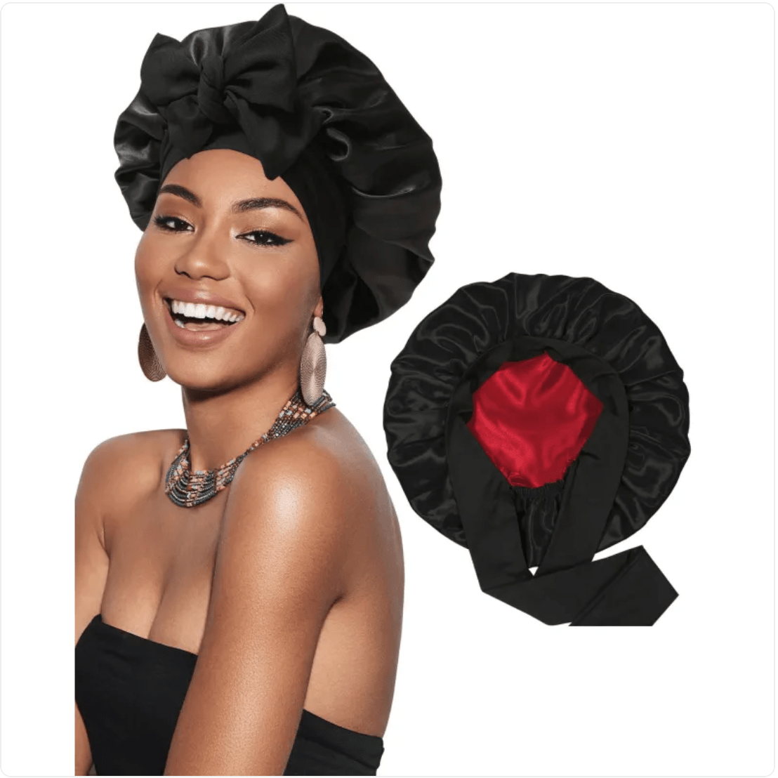 Double-Layer Bow Wide-Brimmed Hair Care Hat - Happily Living