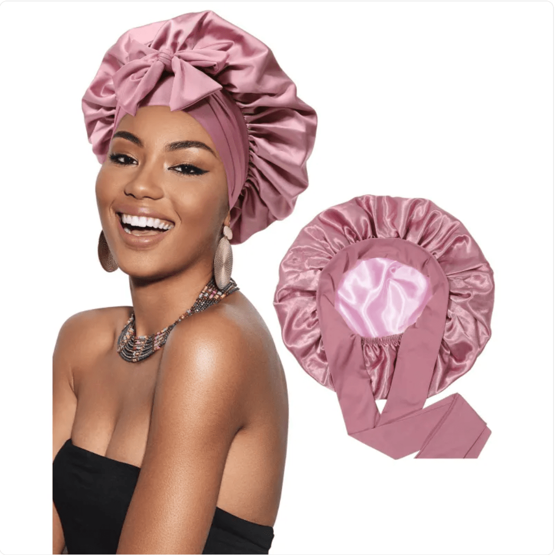 Double-Layer Bow Wide-Brimmed Hair Care Hat - Happily Living