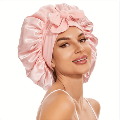 Double-Layer Bow Wide-Brimmed Hair Care Hat - Happily Living