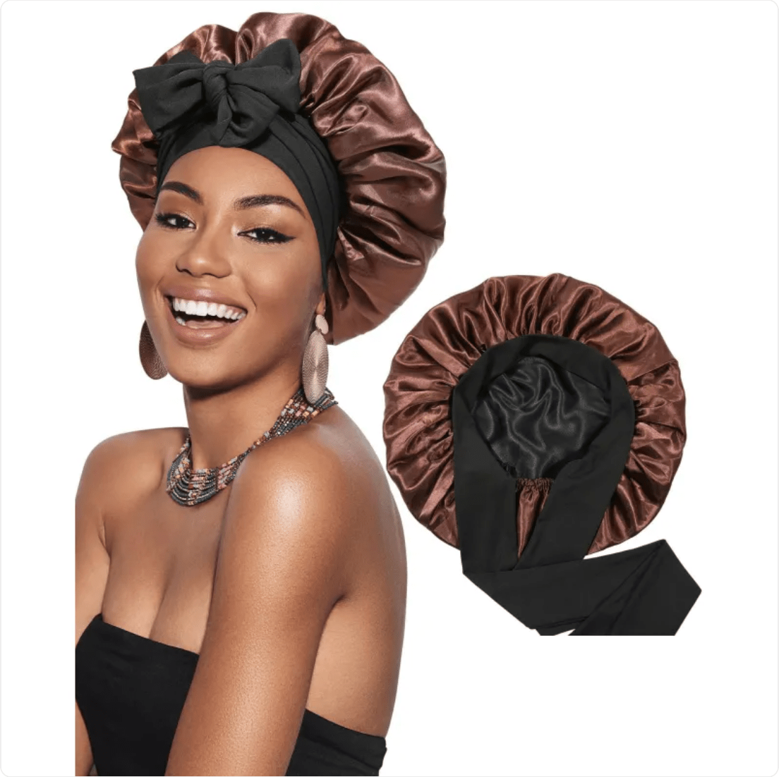 Double-Layer Bow Wide-Brimmed Hair Care Hat - Happily Living