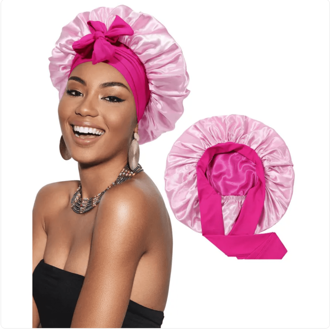 Double-Layer Bow Wide-Brimmed Hair Care Hat - Happily Living