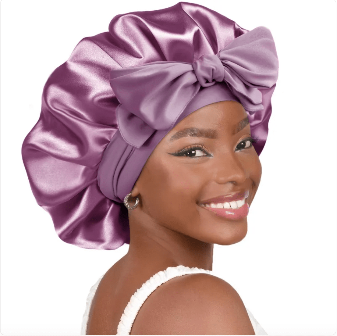 Double-Layer Bow Wide-Brimmed Hair Care Hat - Happily Living