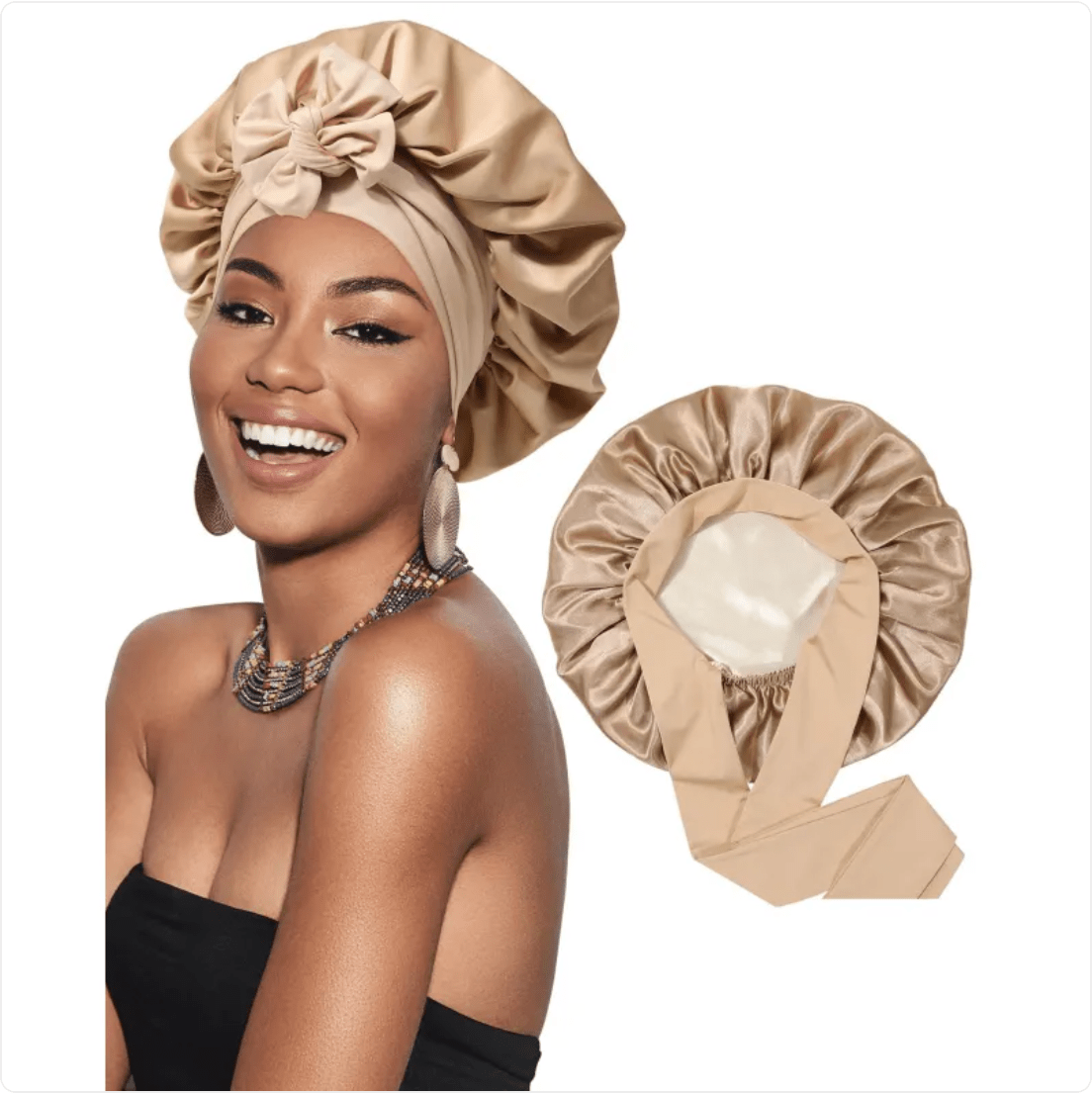 Double-Layer Bow Wide-Brimmed Hair Care Hat - Happily Living
