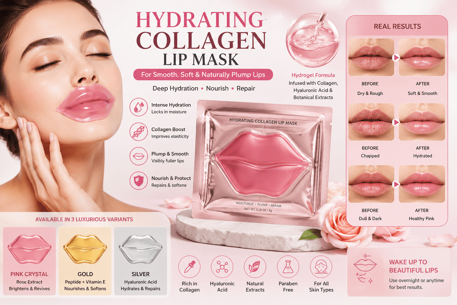 Hydrating Collagen Lip Mask for Smooth Lips - Happily Living