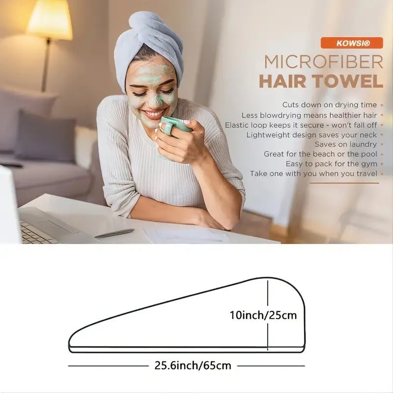 Microfiber Hair Towel Wrap for Curly Hair (1pc) - Happily Living