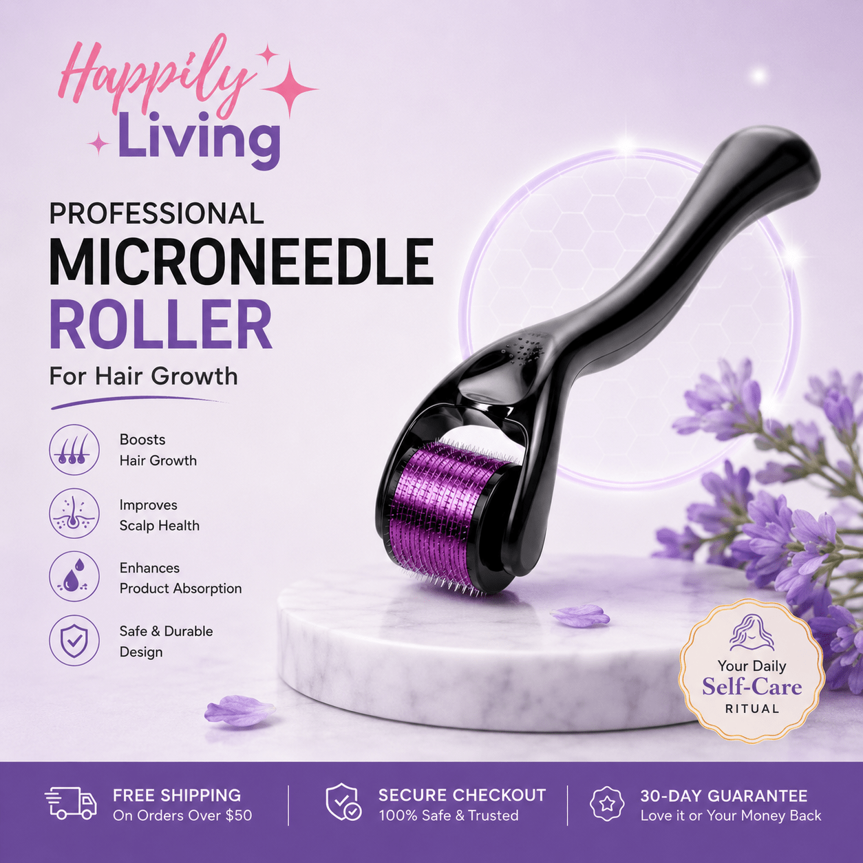 Professional Micro Needle Roller for Hair Growth - Happily Living