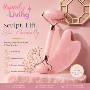 Resin Roller & Heart Shaped Scraping Plate for Facial & Neck Massage - Happily Living