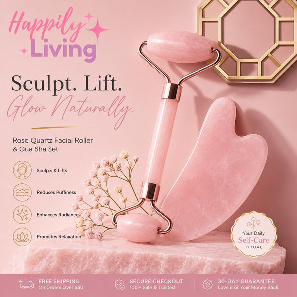 Resin Roller & Heart Shaped Scraping Plate for Facial & Neck Massage - Happily Living