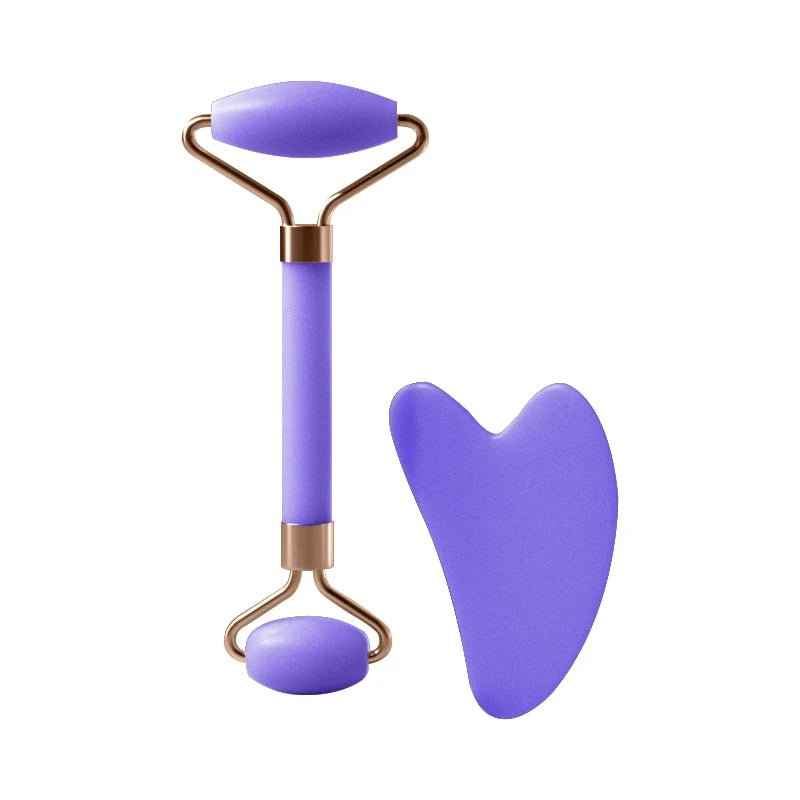 Resin Roller & Heart Shaped Scraping Plate for Facial & Neck Massage