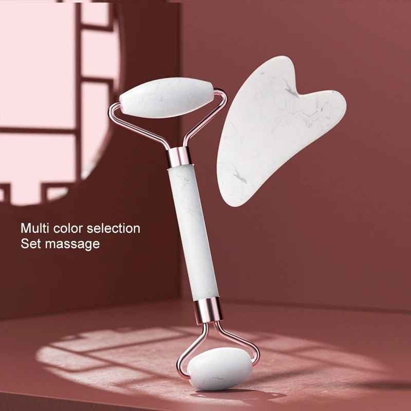 Resin Roller & Heart Shaped Scraping Plate for Facial & Neck Massage