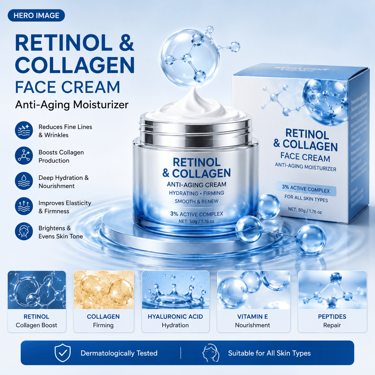 Retinol Collagen Face Cream - Press Type - Happily Living